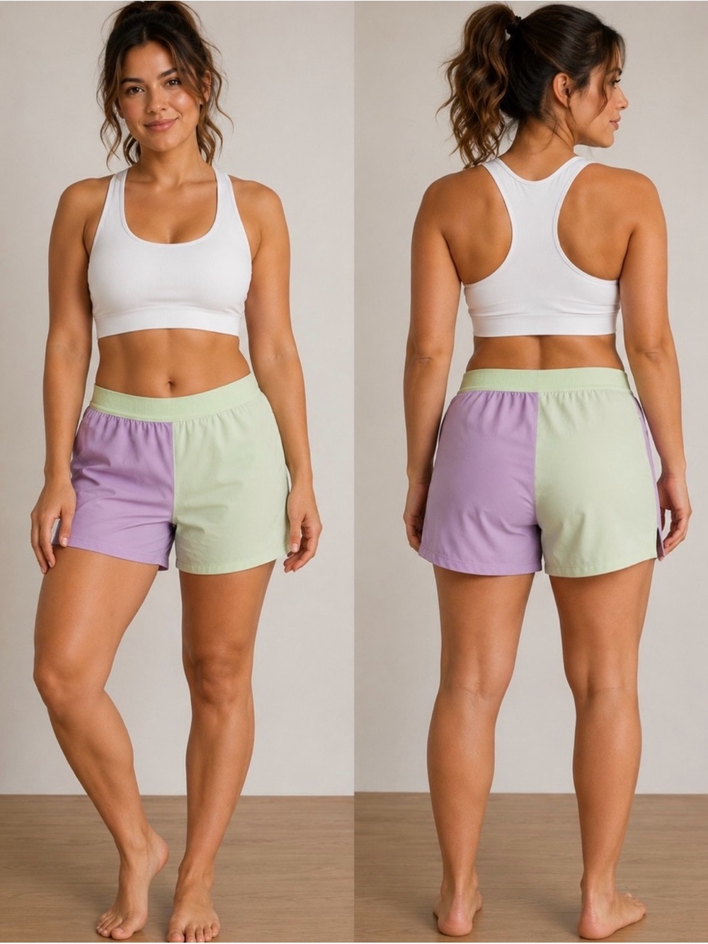 The North Face Wander 2-Toned Athletic Shorts Purple Green, Size XS